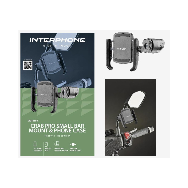 Interphone Quiklox Crab Porta cellulare per specchietto moto o scooter