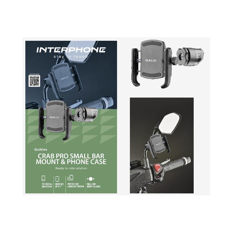 Porta Cellulare Per Specchietto Moto O Scooter Interphone Quiklox Crab