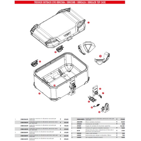 Coperchio montato in alluminio naturale per OBKE42A Givi ZOBKE42ACM