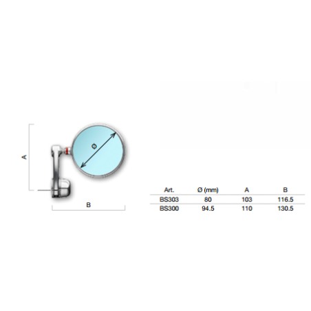 BS303 Specchio retrovisore Rizoma Spy-Arm 80mm
